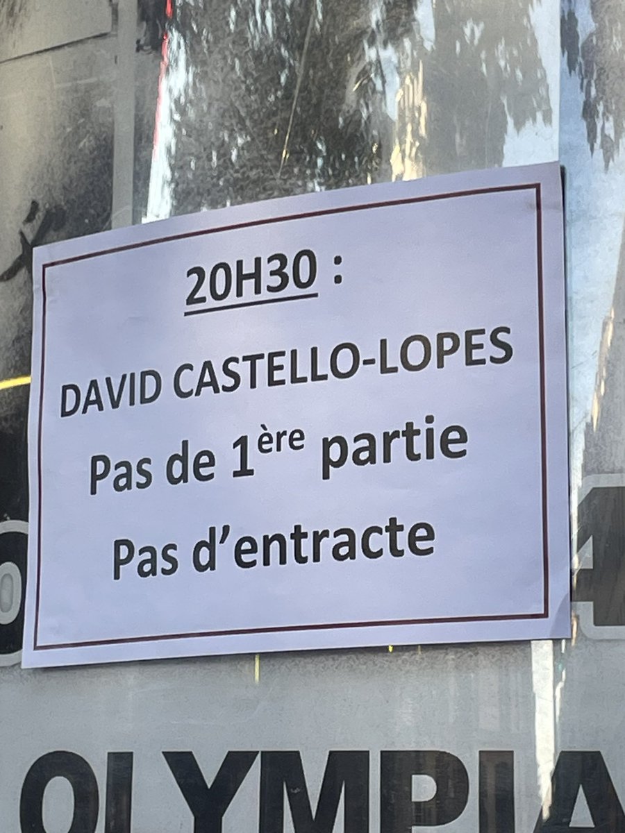 OH quelqu’un a payé pour l’entracte ! Merci <a href="/dCastelloLopes/">David Castello-Lopes</a> ! #jesuisalaisefinancierement