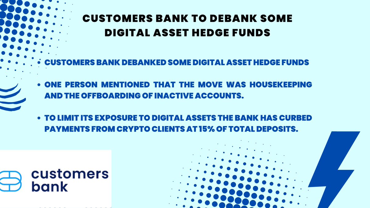 tamyresearch's tweet photo. Customers Bank has just made a hard decision to debunk some hedge funds.  

A penny for your thoughts...  

JUST IN💵💰💳↘️
#crypto #hedgefunds #customersbank https://t.co/NenCclx5IH