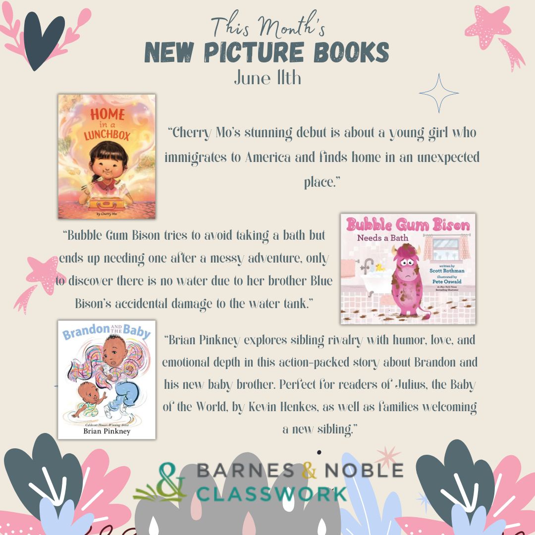 bn_classwork's tweet photo. New picture books of June! Perfect for bedtime stories, plane rides, road trips, and spending time with your little readers this Summer! ☀️ #Summer #NewReleases #PictureBooks https://t.co/PJbdDASbsR