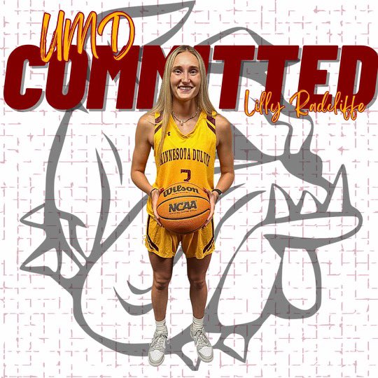 lillyrad_1's tweet photo. After a great visit and talk with @MandyPearson_ and Cici Kieger I’m excited to announce my commitment to the University of Minnesota Duluth!🐶 Beyond grateful for all of the support I’ve been given and can’t wait for this next chapter. Excited to be a bulldog!!💪@UMDWomensBBall https://t.co/3uwApHVKDi