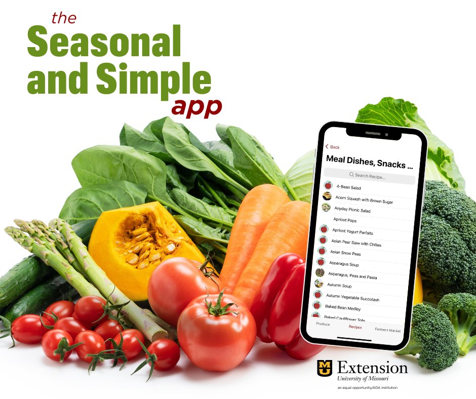 Have a bounty of fresh fruits and vegetables from your garden? The Seasonal and Simple app has tips on how to store and preserve fresh produce as well as many recipes to try!
