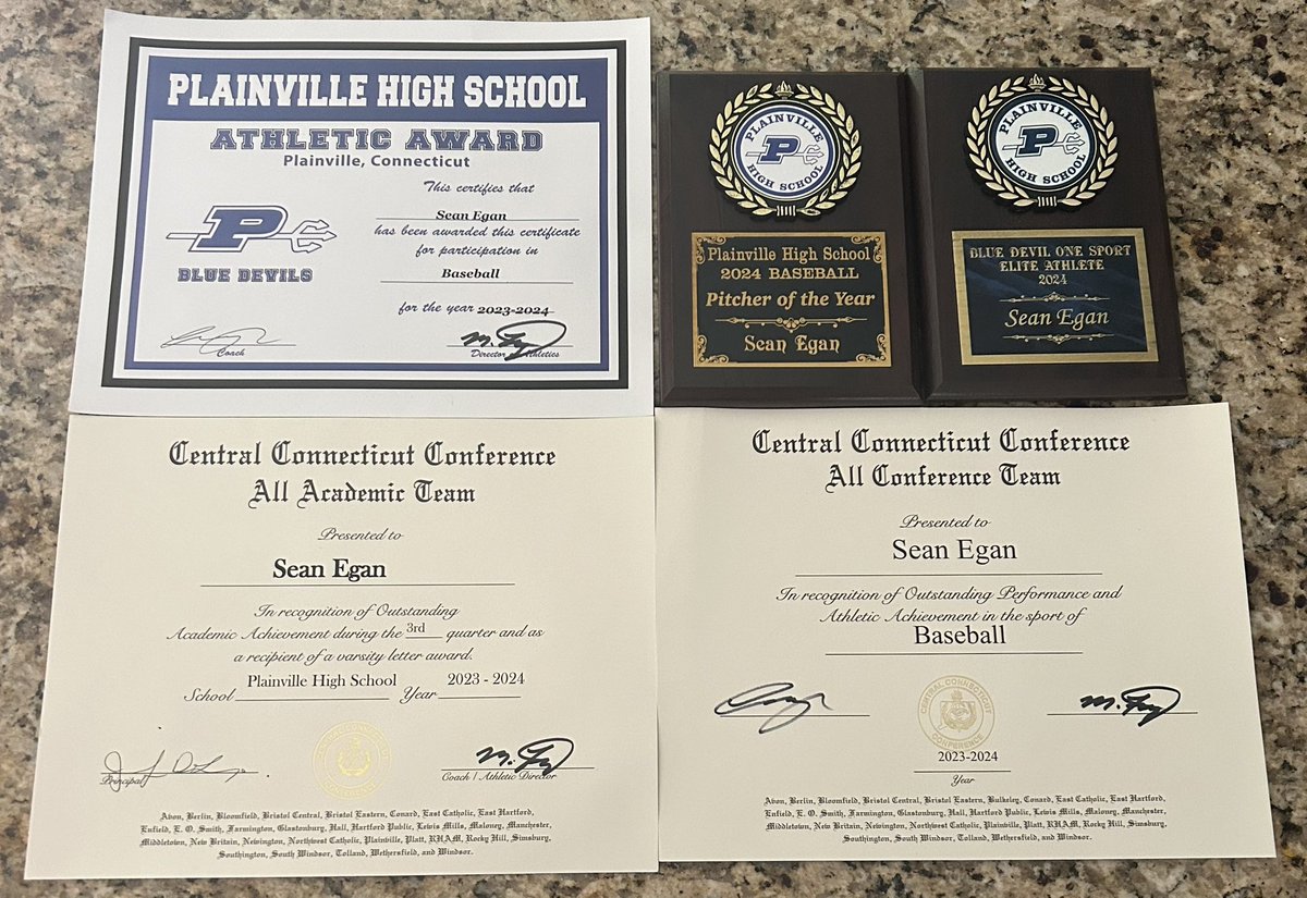 seanegz8's tweet photo. What a great senior year it was as  i’m very thankful to receive CIAC All State player for Class M in Connecticut, CCC All-Conference Team, CCC All-Academic Team, PHS Pitcher of the Year. I’m also honored to be selected for the Senior All-Star Game on June 10th. https://t.co/eBocOqZnWO