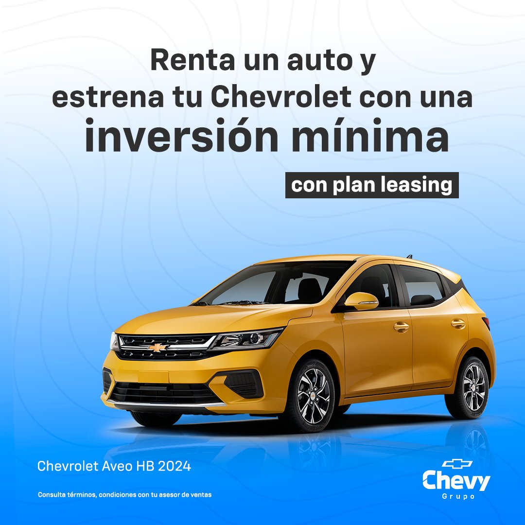 GrupoChevy's tweet photo. Descubre el secreto detrás de la libertad al volante con el revolucionario sistema de arrendamiento leasing de Chevrolet. 🙌🚙

Visítanos en Chevy San Carlos y nuestras sucursales, Aeropuerto, Atlacomulco, Calimaya, Centro y Zinacantepec. https://t.co/NXcmEb4HRV
