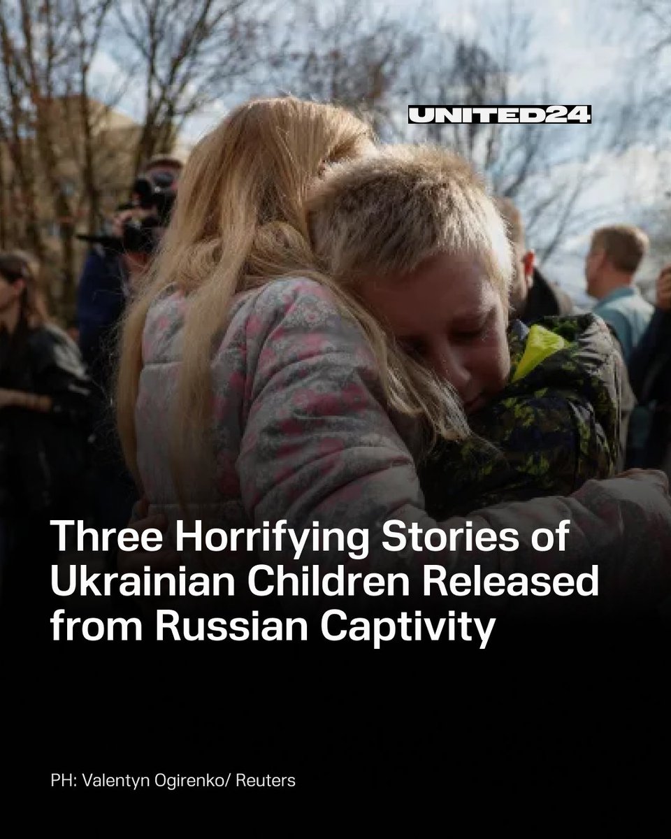 United24media's tweet photo. Russia kills, forcefully deports, and takes away their childhood.

These are the stories of the horrifying pain Russia has inflicted on Ukrainian children.

🧵(1/10) https://t.co/ig6dOQM7hn