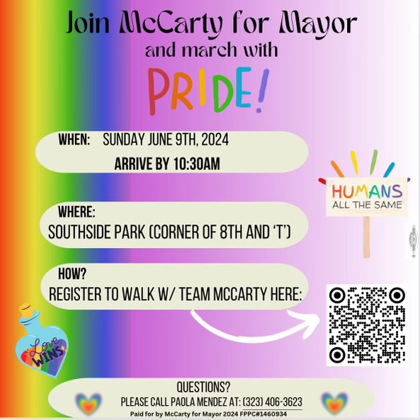 KevinMcCartyCA's tweet photo. Join #TeamMcCarty as we march with Pride this weekend! We are going to be giving out #Pride swag and goodies.
Register at the following link or at the QR code. https://t.co/WUM6qv0gjm
#SacPride https://t.co/e6GZwrchmz