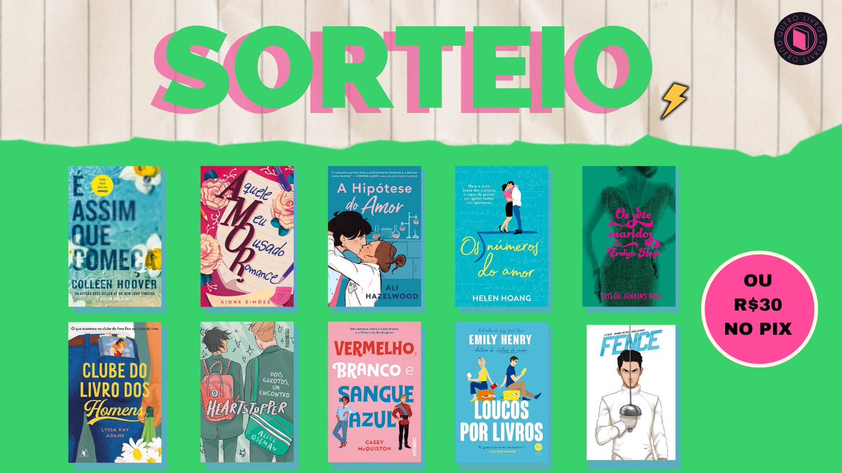 querolivrosbr's tweet photo. ⚡ SORTEIO RELÂMPAGO ⚡

📚 GANHE UM LIVRO ou PIX DE R$30!

P/ PARTICIPAR:
• Seguir @querolivrosbr
• Dar RT nesse post
• Dar RT no post fixado 

🗓️ RESULTADO 09/06 https://t.co/L0Cr19PO5n