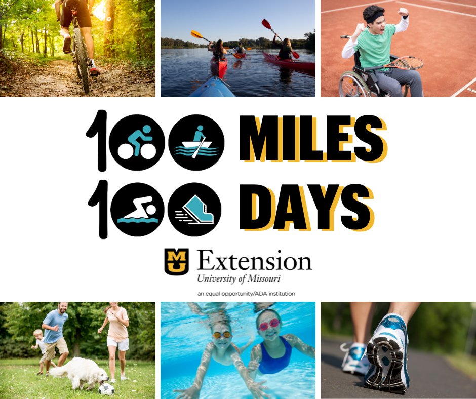 100 Miles, 100 Days is a no-cost movement program to motivate you to move your way through the 100 days of summer. Start moving in whatever way you enjoy- biking, dancing, even strength training! Register online and learn more at: muext.us/100miles100days