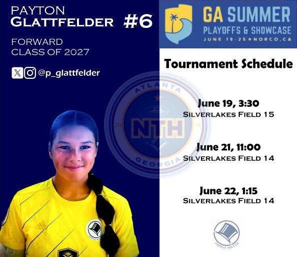 Payton Glattfelder: 🎓 2027 ⚽️ F/AM (@p_glattfelder) on Twitter photo I’m excited for the upcoming season and the chance to play with my new team <a href="/NTH_Tophat/">NTH Tophat</a> Please come out and watch us play if you’re in beautiful southern Cal!
@nth_tophat
<a href="/CoachEddieCU/">Eddie Radwanski</a>
<a href="/MilesCMaynard/">Miles Maynard</a>
<a href="/allisonw023/">Allison Wetherington</a>
<a href="/clemsonwsoccer/">Clemson Women's Soccer</a>
<a href="/sambbohon/">Samantha Bohon</a>
@gatorssoccer
<a href="/adamgodwin/">Adam Godwin 🐊⚽️</a>
@josierix I’m excited for the upcoming season and the chance to play with my new team <a href="/NTH_Tophat/">NTH Tophat</a> Please come out and watch us play if you’re in beautiful southern Cal!
@nth_tophat
<a href="/CoachEddieCU/">Eddie Radwanski</a>
<a href="/MilesCMaynard/">Miles Maynard</a>
<a href="/allisonw023/">Allison Wetherington</a>
<a href="/clemsonwsoccer/">Clemson Women's Soccer</a>
<a href="/sambbohon/">Samantha Bohon</a>
@gatorssoccer
<a href="/adamgodwin/">Adam Godwin 🐊⚽️</a>
@josierix