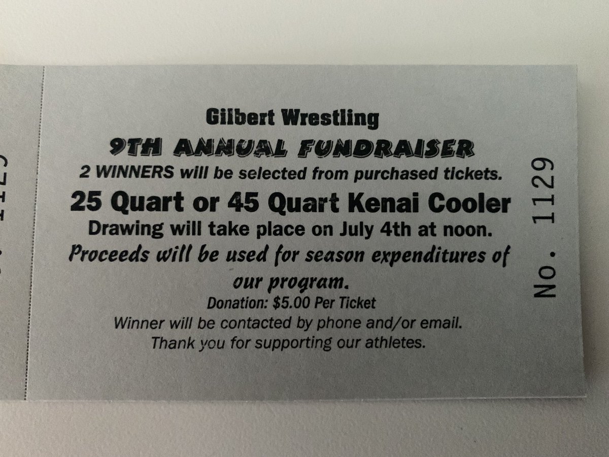 GilbertWrstling's tweet image. Our 9th Annual Cooler Raffle is now happening at Kenai 25qt &amp;amp; 45qt cooler is up for grabs find a wrestler today! Tickets are $5 a piece #StayInTheCircle #KeepItCold