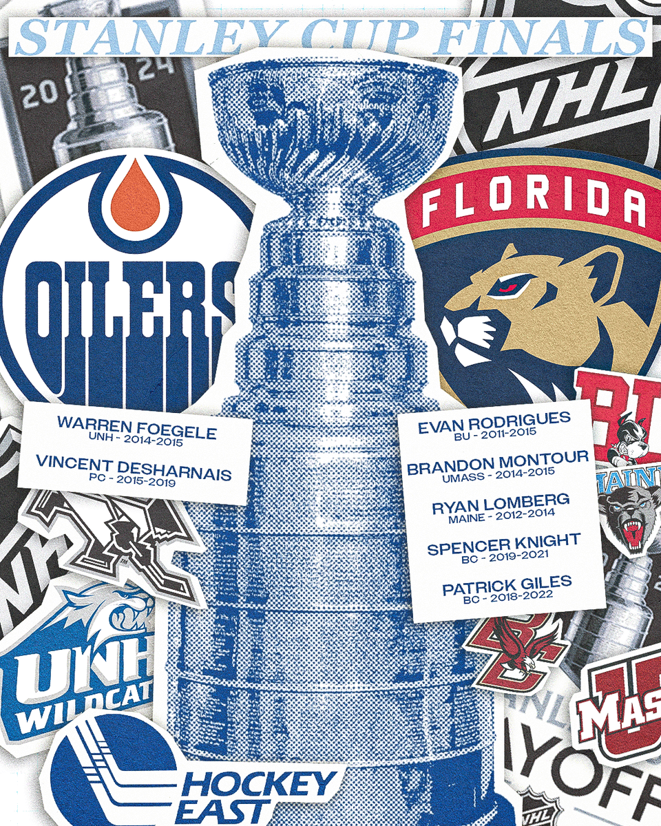 hockey_east's tweet photo. The Stanley Cup finals begin tonight at 8:00PM on @ABCNetwork 

No matter who wins, more #HockeyEast names will be added to the @StanleyCup when it's all said and done✍️🏆

#WhereChampionsPlay https://t.co/YTx0zKt1zX