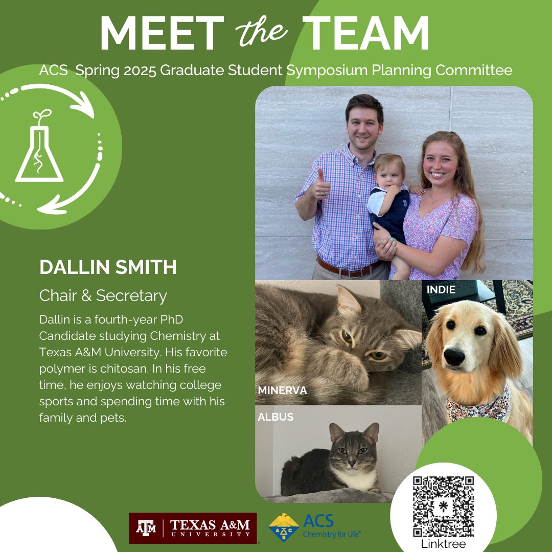 tamugsspc's tweet photo. Meet Dallin👨‍🔬- our committee chair and secretary. Dallin is a fourth-year, chemistry PhD candidate working under Prof. Jaime Grunlan @TAMUChemistry. 
Stay posted to learn more about the rest of the team! #acs #gsspc #tamuchemistry 🧪🥼 https://t.co/bwJRYG8iU0