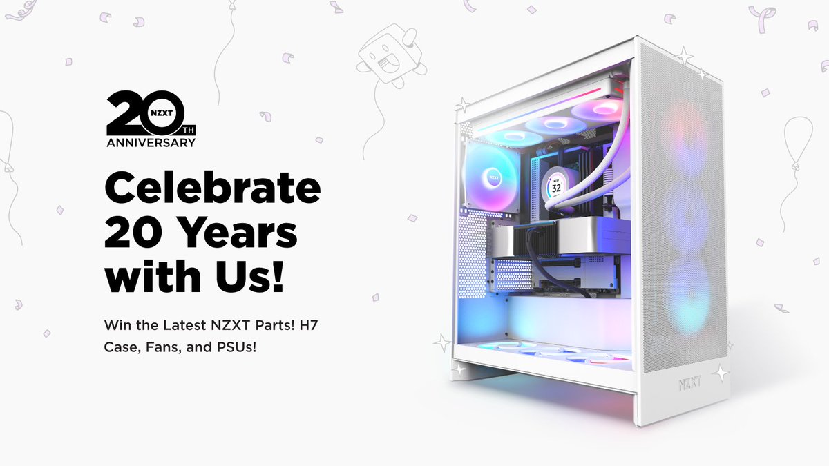 NZXT's tweet image. We're celebrating NZXT's 20th anniversary by giving away a bunch of our newest products!

Retweet and click the link to enter... 

🎊 nzxt.co/winfreestuff