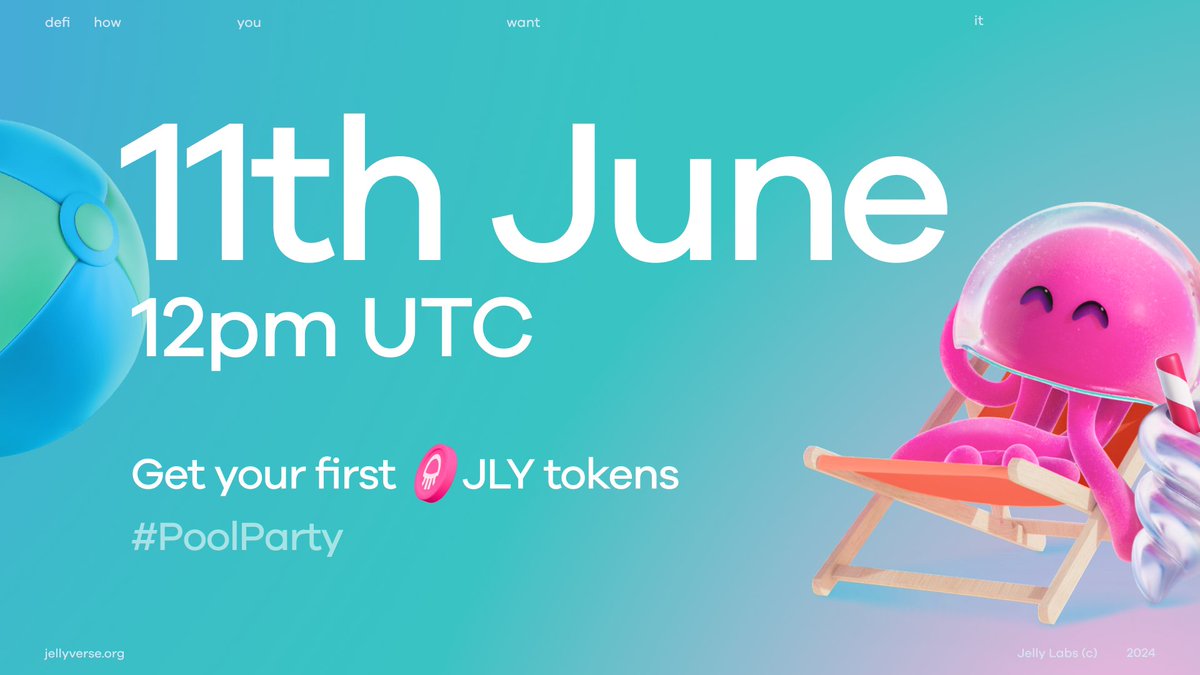Azraelcrypto_'s tweet photo. I'm heading to the  @jlyvrs 
Is anyone else planning to join the June 11th, 12pm UTC #poolparty? 
Only 2D and 21H remain to obtain those delicious $JLY tokens 🥼 

I can't wait to stake my $JLY and invest inmining with $SEI and $USDT in order to harvest  yields. 
Any strategy? https://t.co/mwd8eptrpr