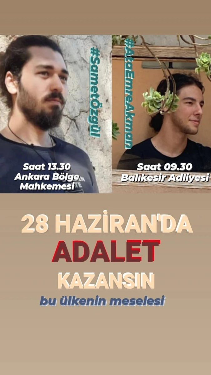 28 Haziran’da #adalet kazansın. İki masum gencin sesi olun. #ataemreakman #sametözgül #sametözgüliçinadalet #ataemreakmaniçinadalet #hukuk #cinayetesessizkalma