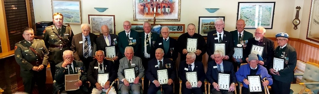28infantry's tweet photo. 28 Inf Bn were delighted to host #IUNVA, and to facilitate their awarding of certificates to #ONUC Vets, to mark 60 years since the termination of the mission in Congo. OC 28 Bn was honoured to award the certs to each of the vets, on behalf of #IUNVA. #service #peace #bemore https://t.co/JxAVzeAkC8