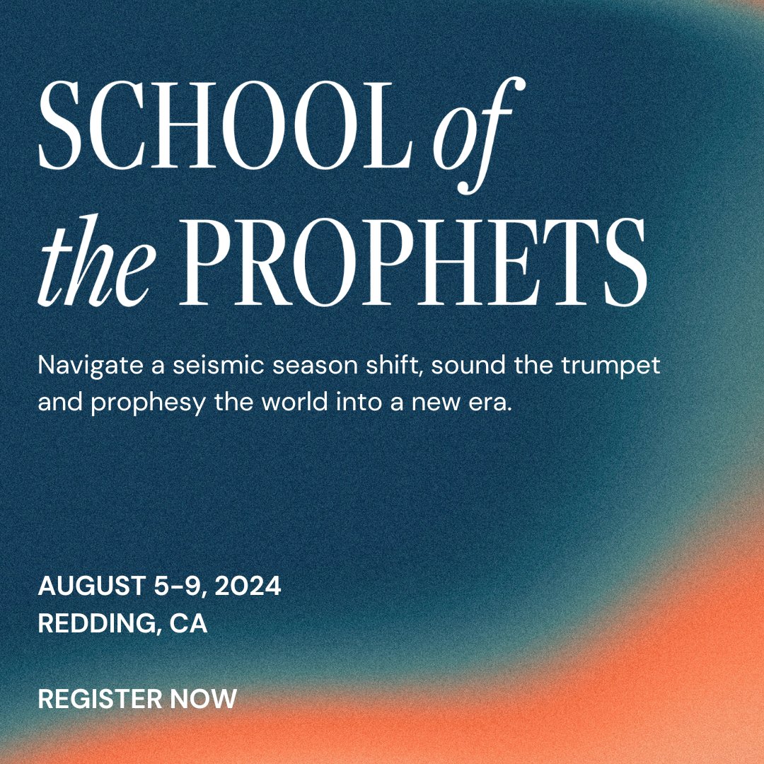 kvministries's tweet photo. Join us at School of the Prophets 2024, and gain courage and wisdom to sound the trumpets and prophesy the world into a new era.

At School of the Prophets you will:
- Learn from a company of seasoned prophets who have been equipping young prophets for decades.

-Gain clarity in your prophetic calling, understand the role of a prophet, and receive actionable steps to effectively prophecy within your sphere of influence.

-Recognize cultural shifts with God’s lenses, walk in Biblical wisdom for judging prophetic words and release them with accuracy and clarity.

-Join a company of passionate prophetic people and prophets, who know how to articulate the current season and desire to usher the world into a new era.

-Emerge with clarity for your season personally, and identify how it connects to the corporate season shift.

August 5th to August 9th | Redding CA., and Online
Find out more + book your tickets by clicking this link 🔗
https://t.co/Ae6TUDJqFB
