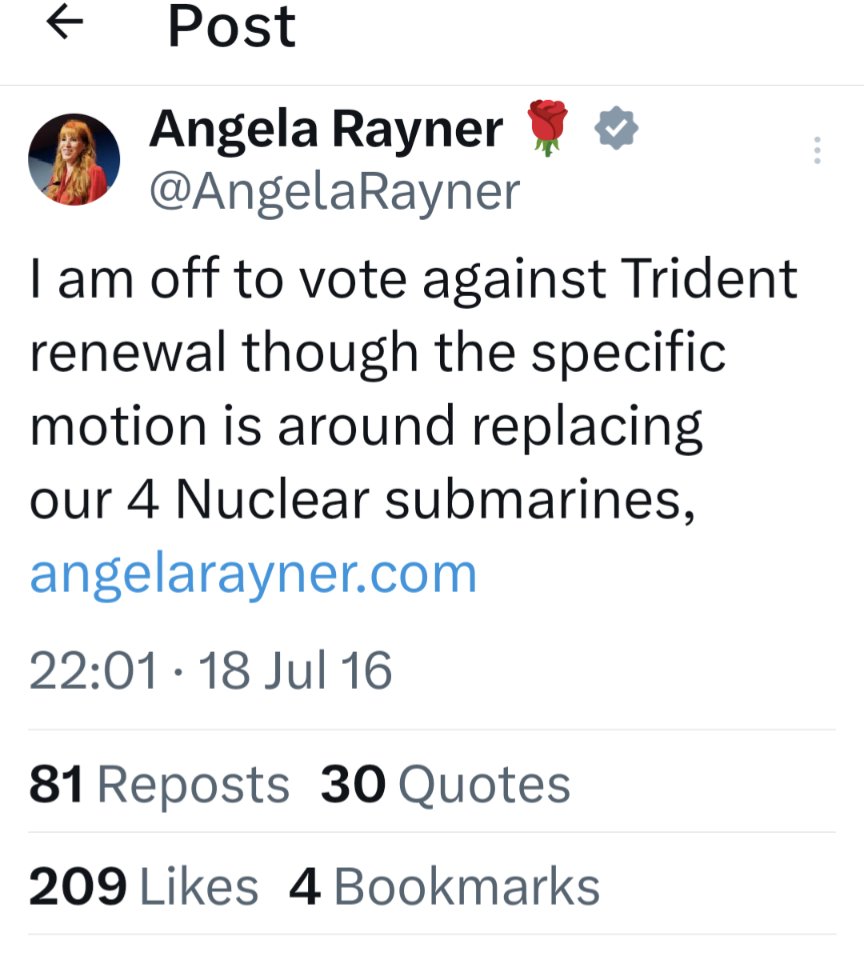 Penny Mordaunt is absolutely right.
Angela Rayner and Labour have NO credibility on defence because she (Rayner, potential Deputy PM) and many other shadow cabinet members gave that away when they voted AGAINST renewing Trident - our nuclear deterrence.
#BBCDebate