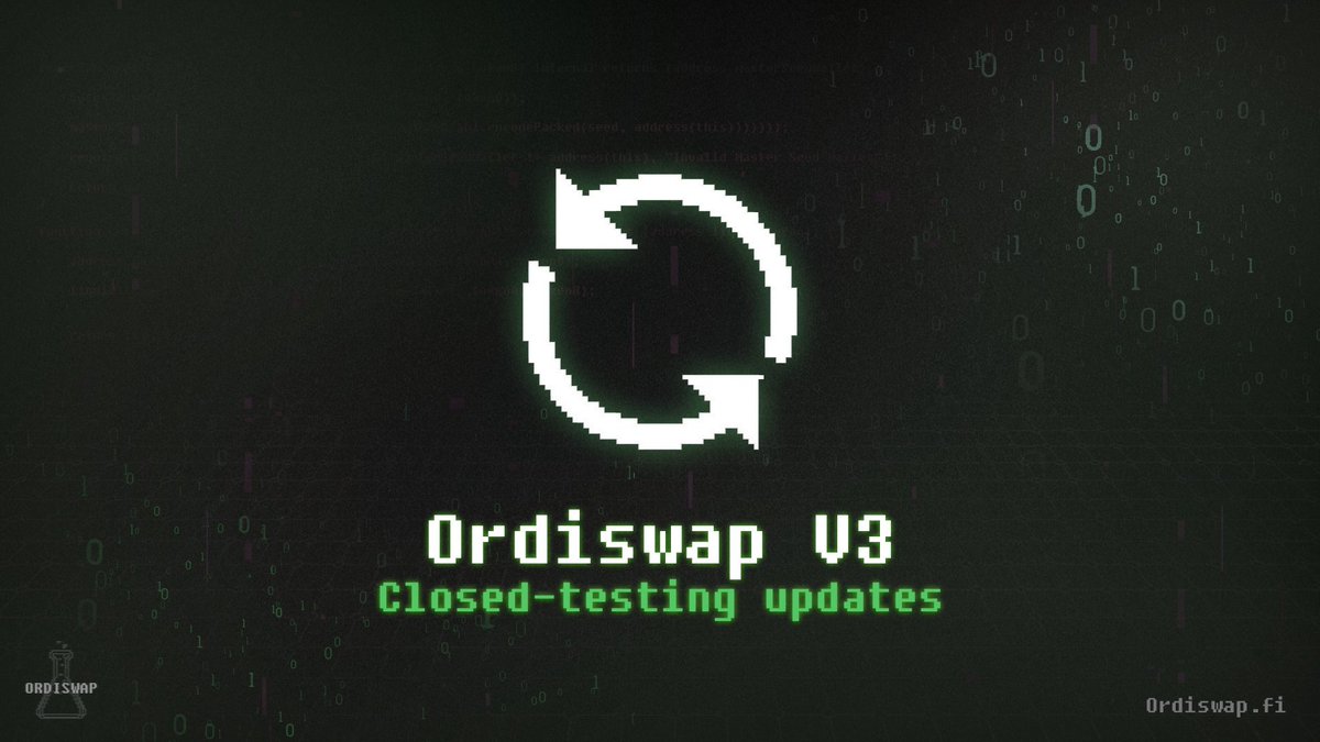 OrdiswapLabs's tweet photo. 🧪 Ordiswap V3 AMM Developer Update

TL;DR: We have made significant improvements to the user experience in the AMM & we are almost there ⌛️ 🧡

A few changes that allowlisted community members have already started to notice on V3:

→ With a lot of frontend and backend improvements to the system, swaps and liquidity provision/removal have been further upgraded
→ Better UI for pool and fees volume
→ Better error handling, with methods to simulate transactions before execution
→ Greater throughput with better order management
→ Enhanced trader UI — search bars are better functional and new filters help sort pools by TVL or volume

As always, we are thankful to the allowlisted community for their valuable feedback that has truly driven the direction that V3 has gone in 🧡

If you want to try it out for yourself, don't forget to sign up via the form shared a few tweets ago 🤝