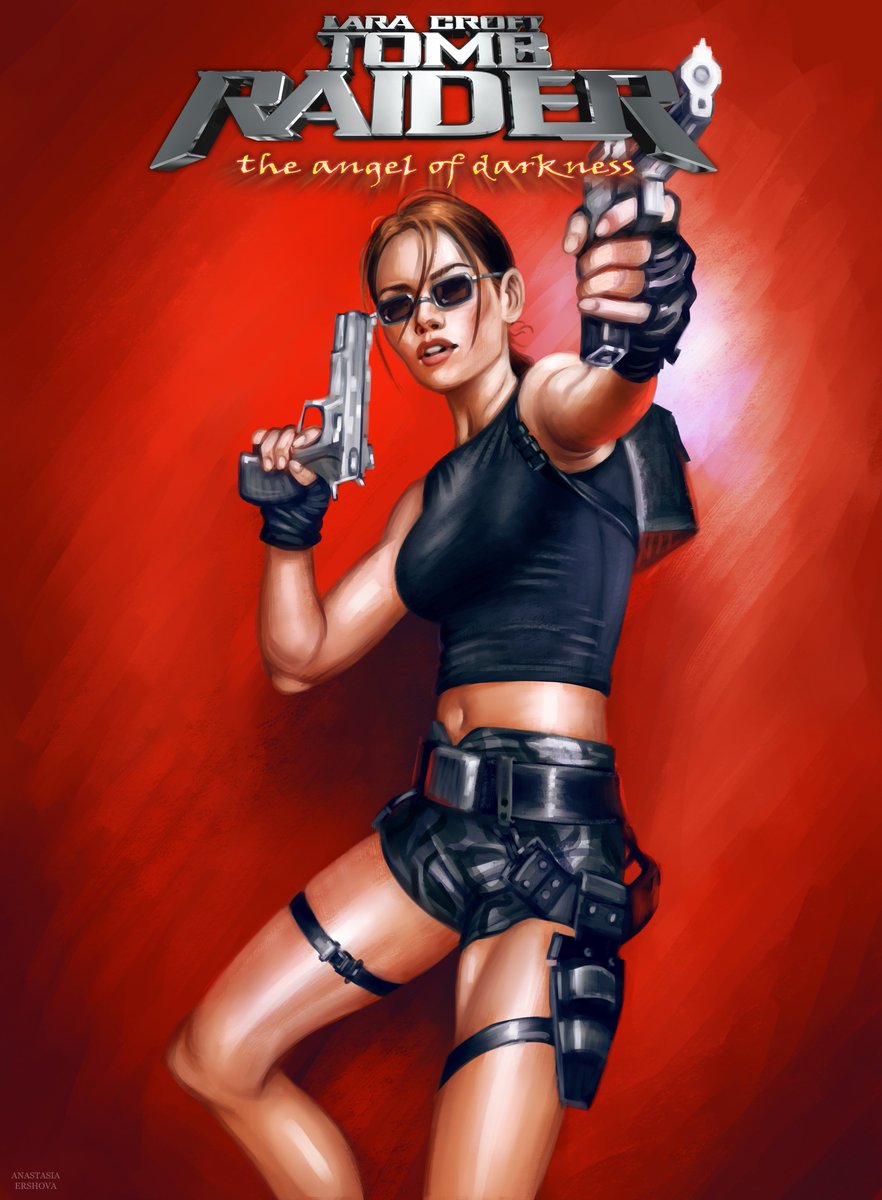Jill De Jong as AoD Lara again, a study in Paint Tool Sai and PS!🔫 I added AoD logo just for fun #TombRaider #LaraCroft