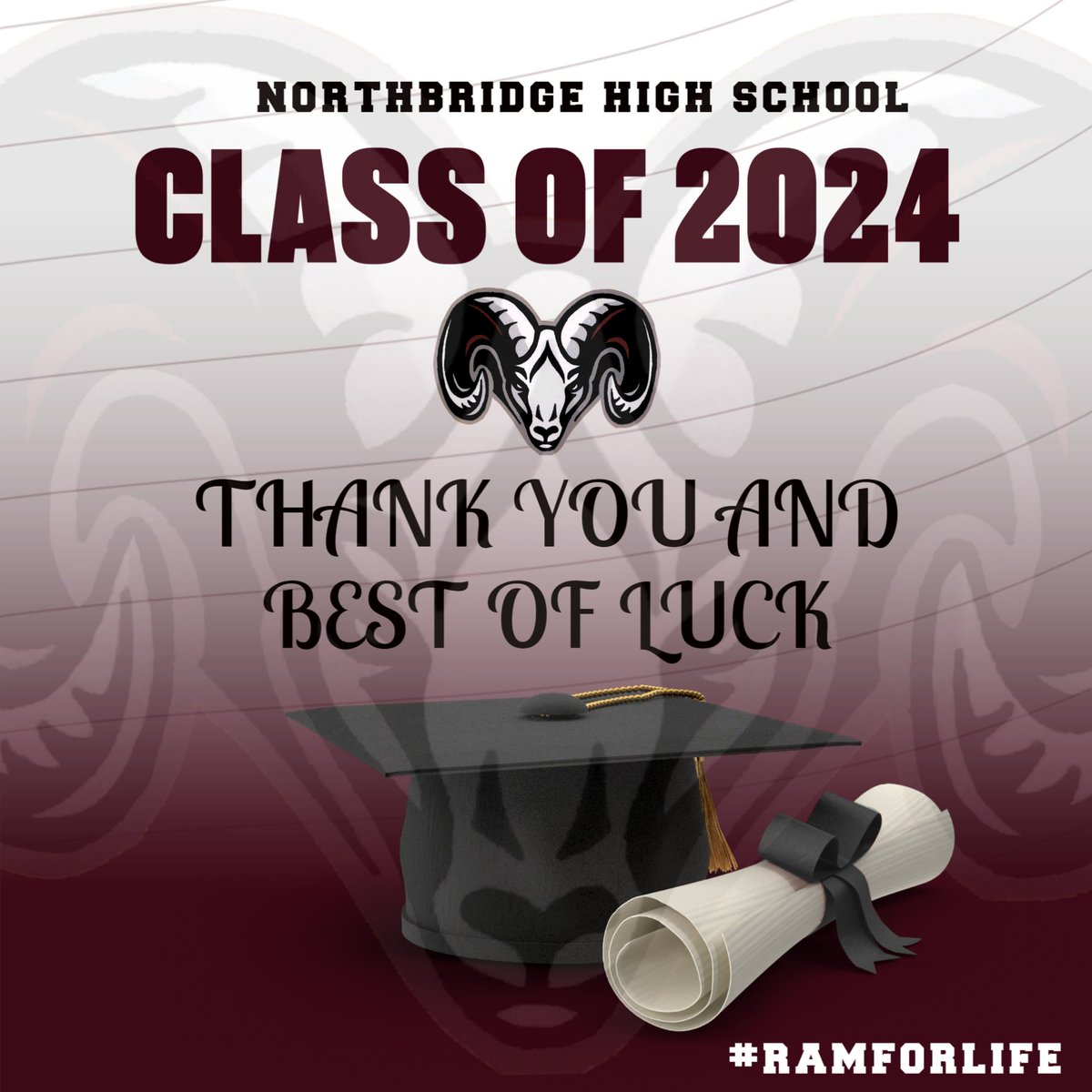 Congratulations to our Northbridge High School Seniors especially our student athletes who graduate tonight.  Ram Nation THANKS YOU and we wish you the best of luck in  your future endeavors!  #RAMFORLIFE