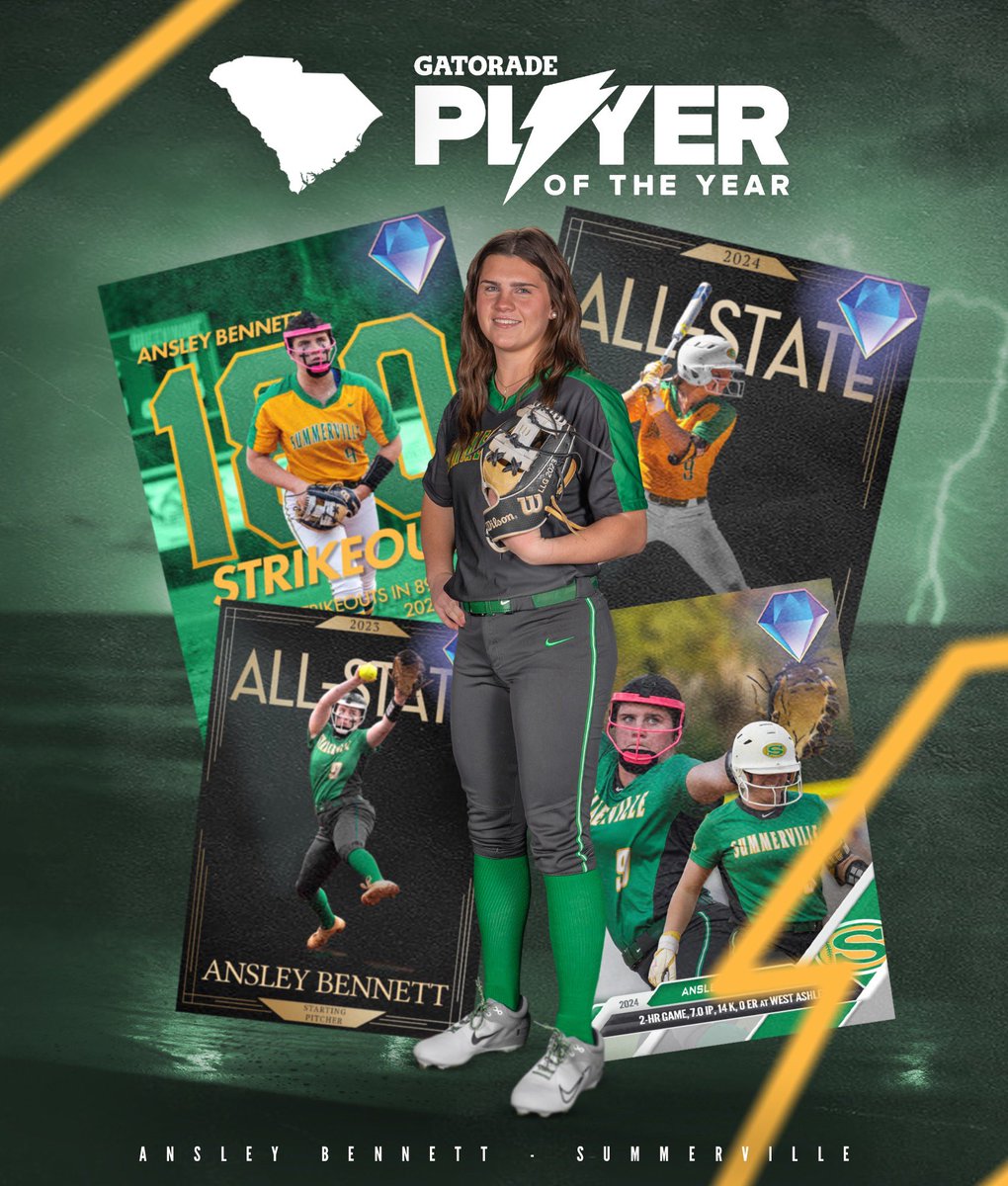 SummervilleSB's tweet photo. Congratulations to our very own, 
@AnsleyBennett9!!

Earlier today, Bennett was selected as the @Gatorade South Carolina softball Player of the Year! Way to go Ansley! 

#GatoradePOTY | #VilleMentality https://t.co/nN6If3ZMOm
