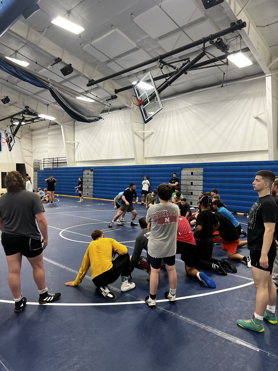 SCC_wrestling's tweet photo. Small group rolling at Big Red camp in Beatrice.  Over 100 in attendance and having a great time. https://t.co/QiJpRApIXh