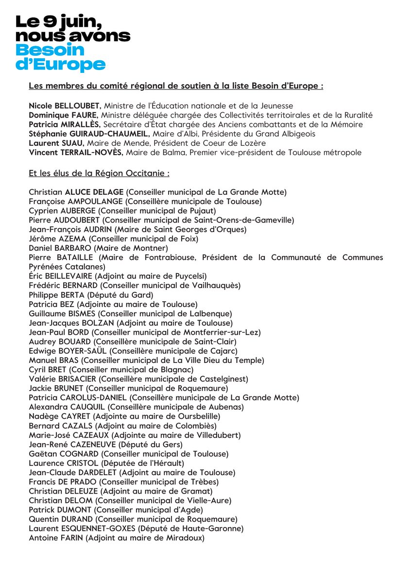 TdP_Tarn81's tweet photo. Comité de soutien régional d'Occitanie @BesoindEurope @ValerieHayer @TdP_Occitanie @tdp @Renaissance @RenewEuropeFRA https://t.co/IiTgMIq0VM