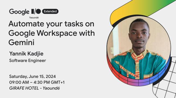 🤖 Don't miss <a href="/YannikKadjie/">Yannik K.💙 🚀</a> 's workshop on automating tasks in #GoogleWorkspace with #Gemini!

Unlock the power of LLMs to streamline your workflow effortlessly. 🖥️🚀 
#IOExtended #GDGYaounde <a href="/googledevgroups/">Google Developer Groups</a> @gdgyaounde