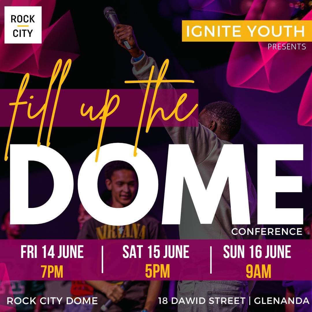 JackMsibi's tweet image. 🌟 Ignite Youth Presents: Fill Up the Dome Conference! 🌟
Mark your calendars and don't miss out on these powerful sessions:

📅 Friday, 14 June - 7 PM
📅 Saturday, 15 June - 5 PM
📅 Sunday, 16 June - 9 AM

Location: Rock City Dome, 18 Dawid Street, Glenanda
#IgniteYouth