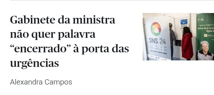 A partir de agora até podem não ter ninguém lá dentro, mas encerradas é que não estarão. Bendito plano de emergência para a saúde.

Notícia no <a href="/Publico/">Público</a>