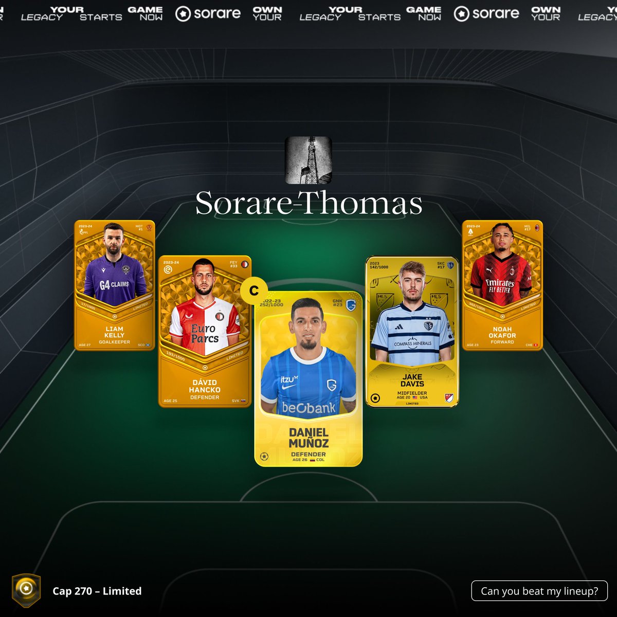 HulpSorare's tweet photo. 4 lineups, maar verwacht er niet veel van. De cap 240 teams zouden wat kunnen worden. De andere zijn op goed geluk samengesteld. Trainer van Kansas doet z'n best om ontslagen te worden en info over interlands is er weinig. #sorare #sorarenederland https://t.co/P97kZkwx2V