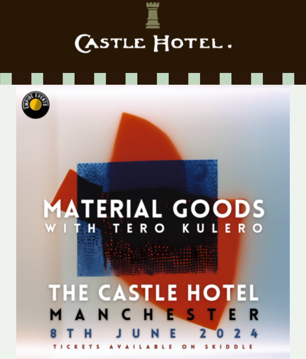 Tomorrow <a href="/thecastlehotel/">The Castle Hotel</a> we are supporting Material Goods.
Looking forward to playing to a new crowd 😇