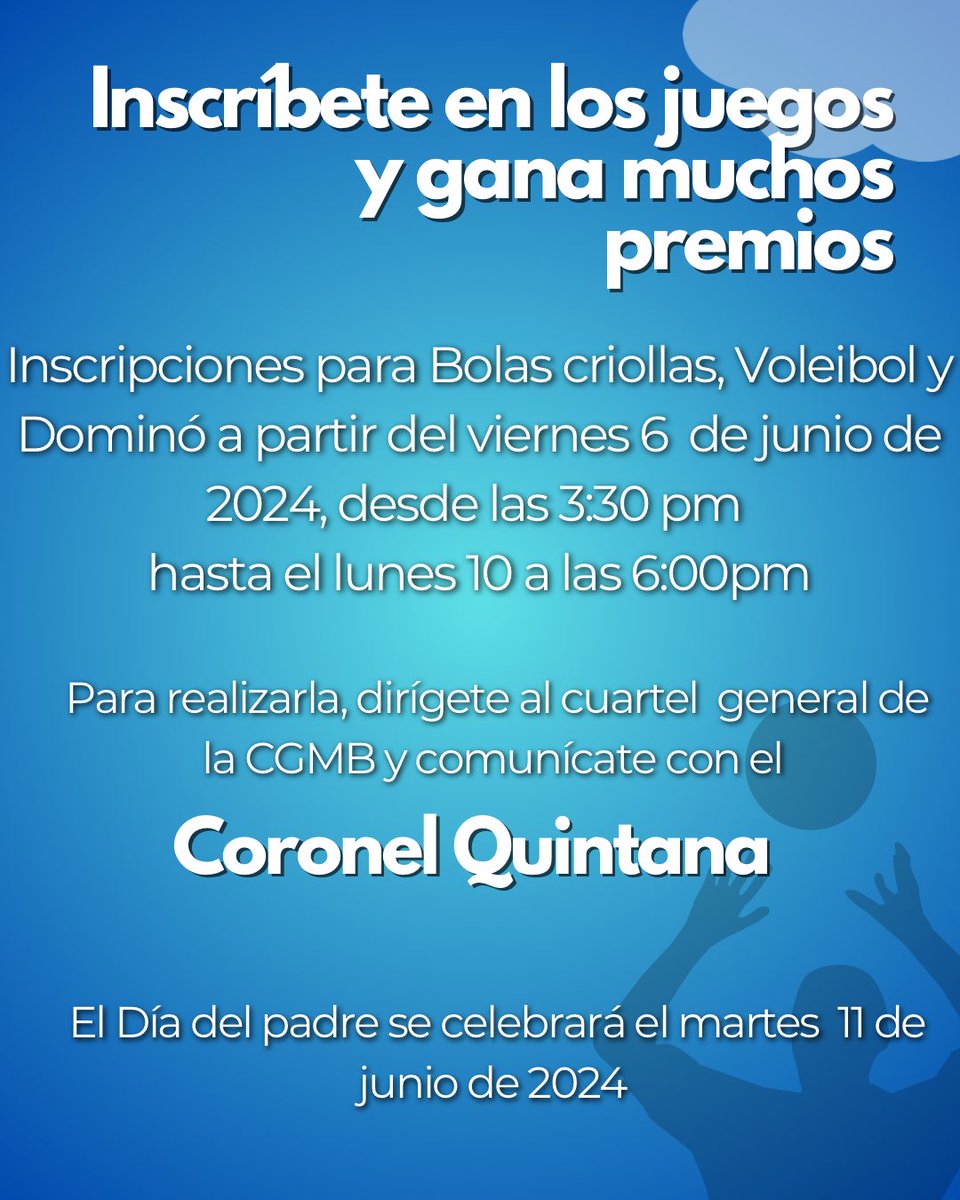 fundasimilb's tweet photo. ¡Celebremos juntos el Día del Padre con actividades emocionantes! 
Demuestra tus habilidades en nuestra competencia especial! Y gánate premios impresionantes
¡Inscripciones abiertas desde las 2:30 pm de hoy hasta el lunes 10 a las 6:00 pm! 
¿@Milicia_B1 te lo vas a perder? https://t.co/cT78UgnUjl