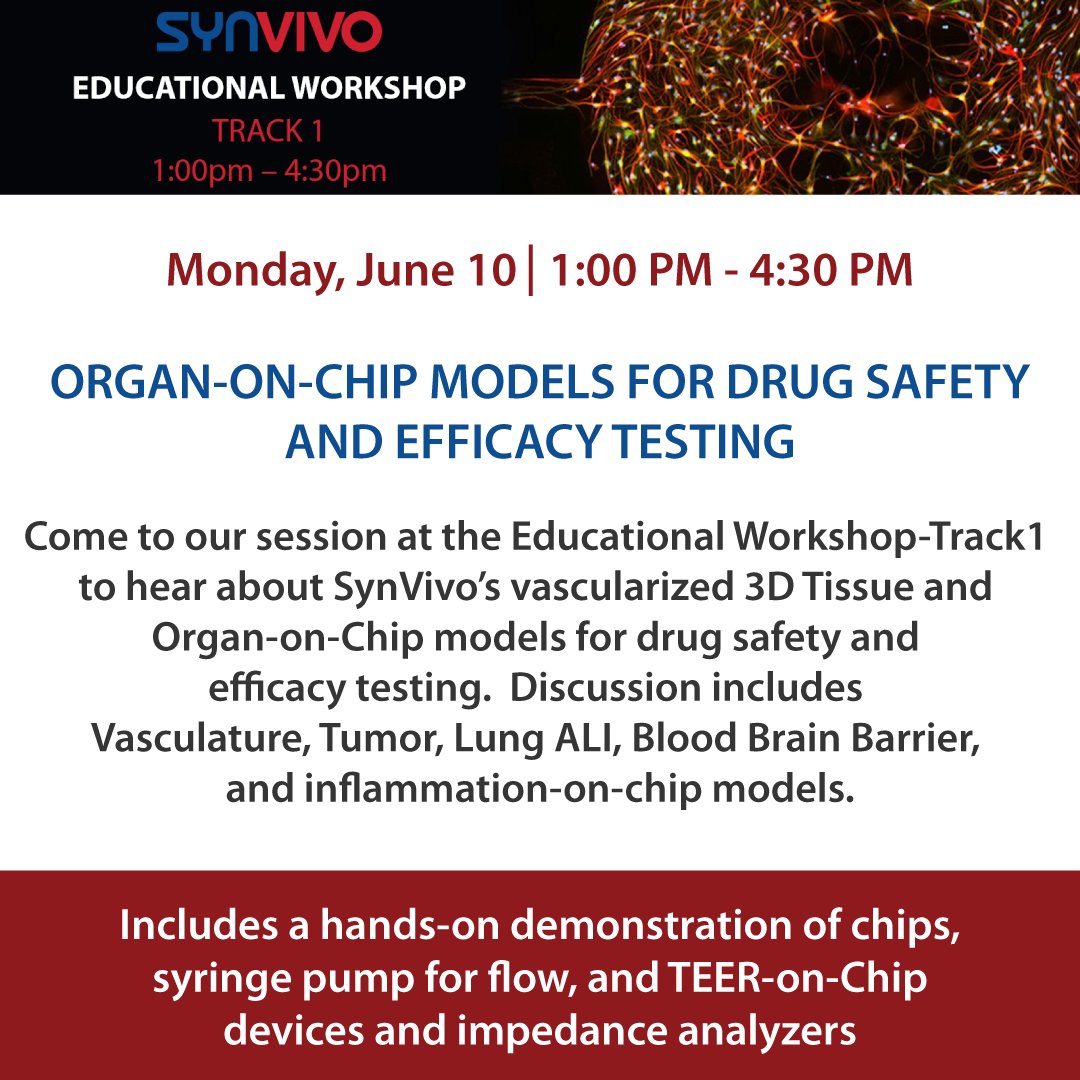 SynVivo's tweet photo. We're excited to be exhibiting at the MPS World Summit in Seattle, Washington. Visit us at our booth, attend our session at the Educational Workshop, or visit our poster presentations on Blood-Brain-Barrier and Lung ALI-on-Chip models. We can't wait to connect with you there! https://t.co/EDqyqUMWdj