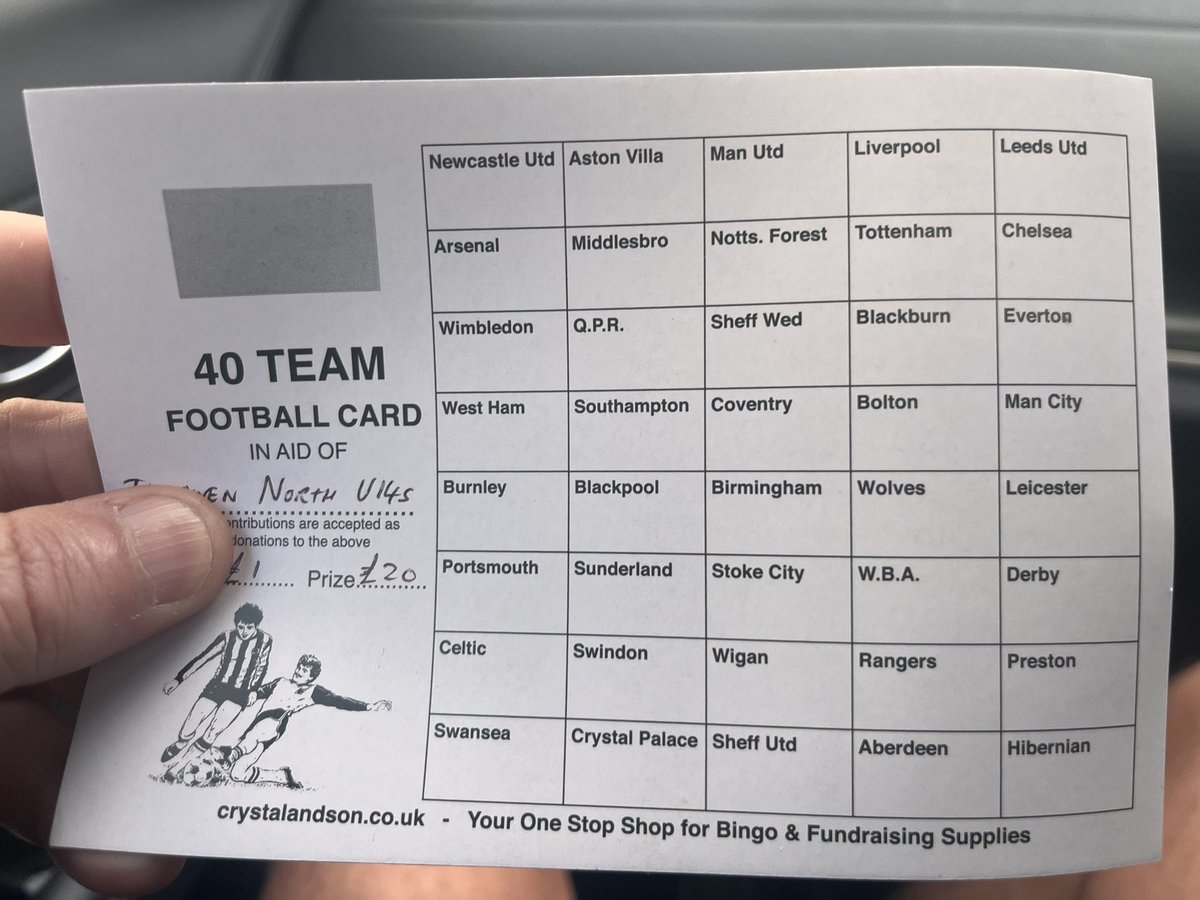 Any takers?
Can message details.
Raising funds for U14 girls football team.
#GrassRoots #hergametoo 
£1 per team. 50% to winner and 50% to the team/club.