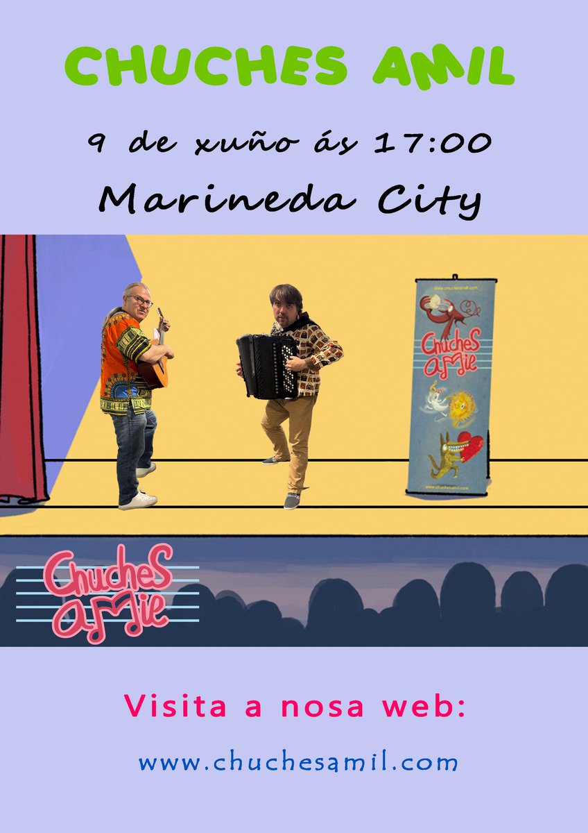 ChuchesAmil's tweet photo. Domingo 9 de xuño, ás 17:00, Chuches Amil actúa en formato dúo no CC. Marineda City A Coruña. Co acompañamento de Moncho do Orzán no acordeón, e Fran Amil na voz, na guitarra acústica e na batería electrónica.
#ChuchesAmil #pop #rock #cd #engalego #música #Galicia #librocd https://t.co/wrn2FxUn3I