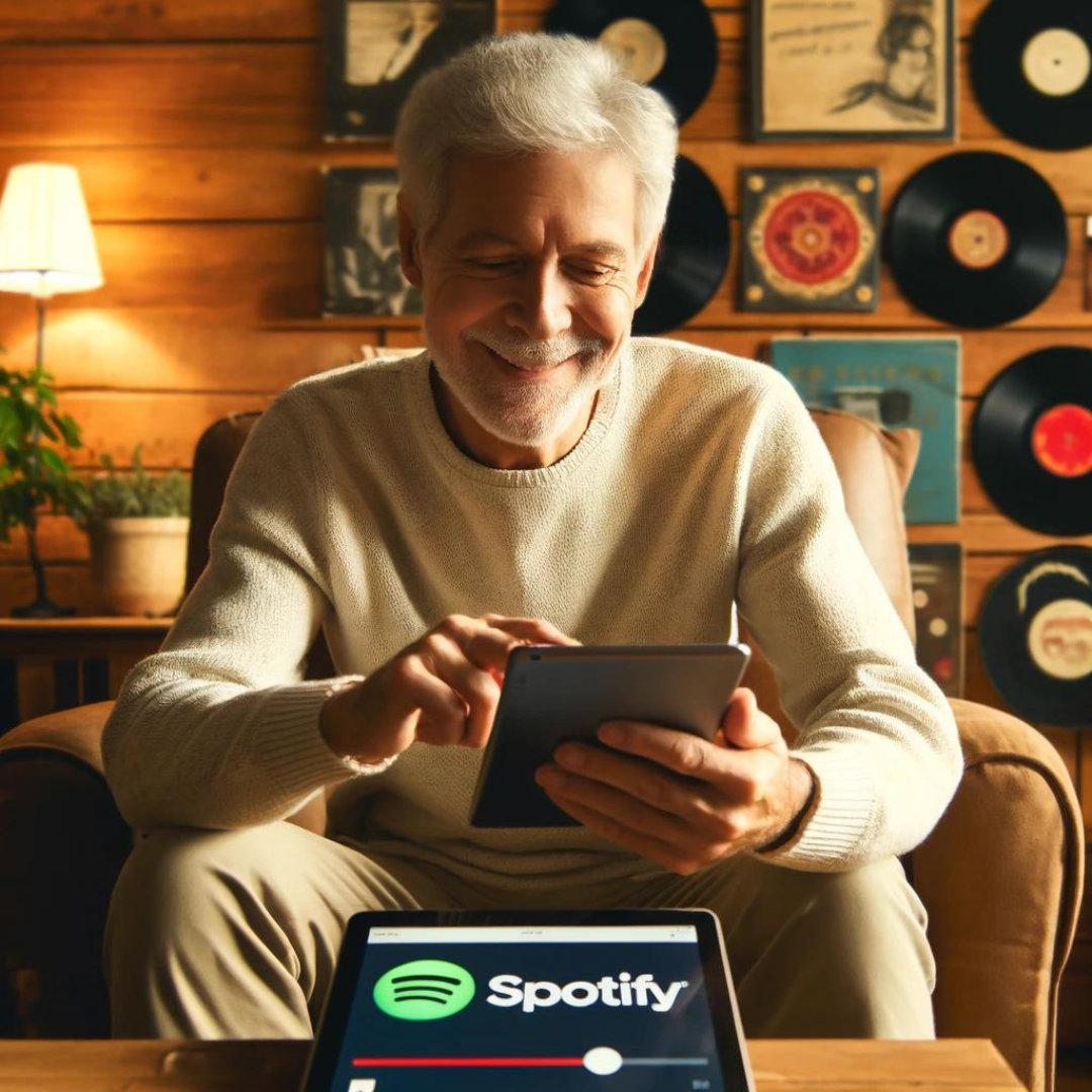 boomernology's tweet image. Relive the classics! 🎵 @Spotify &amp;amp; @Apple Music make it a breeze to stream your favorite tunes from the good ol&apos; days. No more fumbling with CDs or records—just hit play and let the nostalgia sweep you away. A musical time machine for Seniors! #EasyStreaming