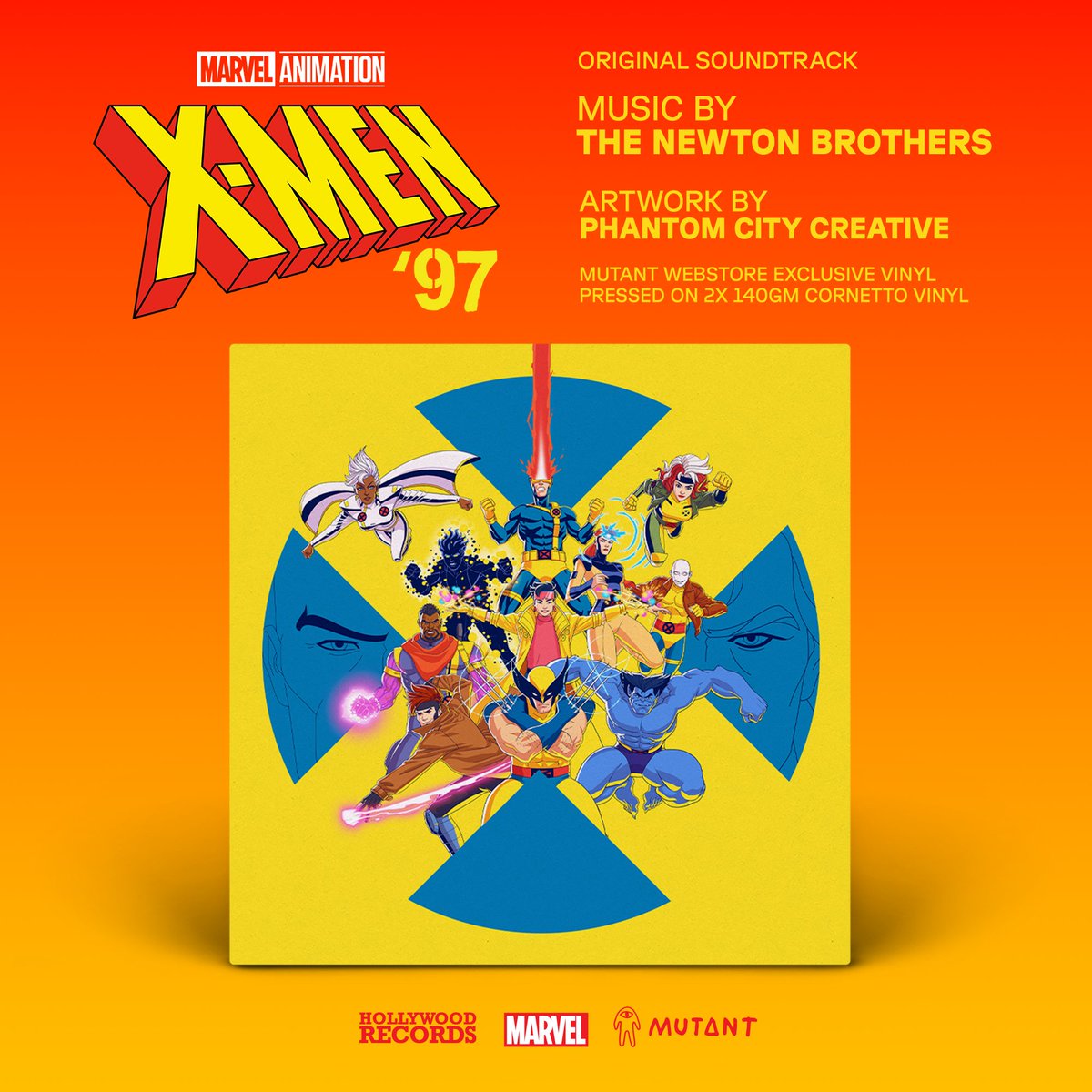 madebymutant's tweet photo. Mutant, in partnership with @HollywoodRecs  and @MarvelStudios  are proud to present @TheNewtonBros ' score to the hit animated series X-Men '97

Featuring original artwork by @PhantomCityCrtv and pressed on exclusive color vinyl.

Pre-order now https://t.co/hif2m8nceo https://t.co/iUJ3NF3wbP