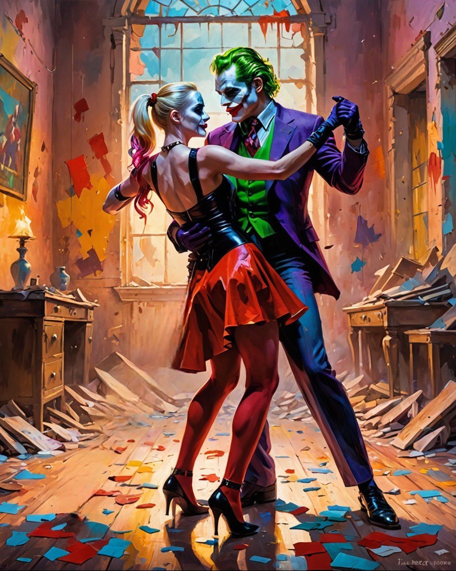 sachne's tweet photo. Time to dance

#ai #aiart #digital #digitalart #picsart #pic #story #dccomic #joker #dc #lovestory #Tweets https://t.co/RxaiFO4Tbg