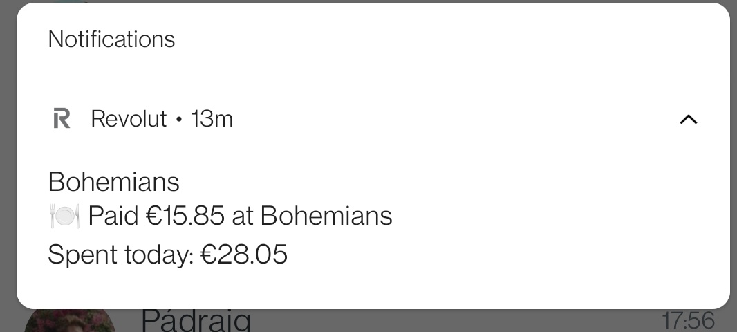 jmslevin's tweet photo. @shelsfc buying grub in #Tolka at Roosters and this is the narrative on @RevolutApp: https://t.co/D7MEn566vQ