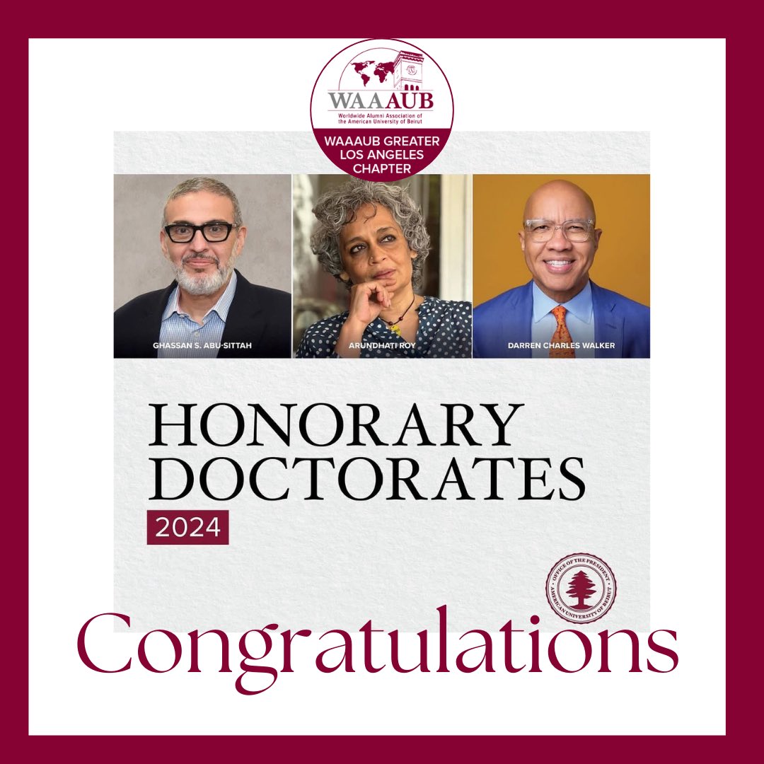 aub_alum_LA's tweet photo. Congratulations!
@aubalumniofficial @aub_lebanon #lebanon #AUBite #aubalumni #alumninews #aubproud #AUB4Beirut #AUBAlmuni #AUBCommencement2024 #AUBhonorarydoctorates https://t.co/VjsWmThZIs