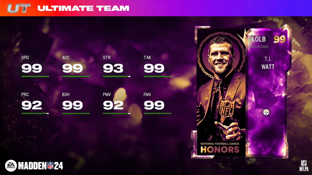 EASPORTS_MUT's tweet photo. #MUTGoldenTicket VIII drops tomorrow 🎟️ 

⬩ Joe Alt (CB)
⬩ @MoneyLynch (HB)
⬩ @RGIII (QB)
⬩ @_TJWatt (LOLB) https://t.co/HpOTEzoIVZ