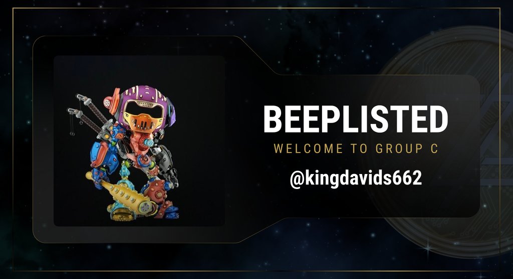 Congratulations <a href="/kingdavids662/">KD</a> 🎉

• Welcome to Group C of <a href="/BeepList/">Beep List</a> 🤖
<a href="/Botzcoin/">BOTZ</a> <a href="/BeepBoopBotz/">Beep Boop</a> $BOTZ
