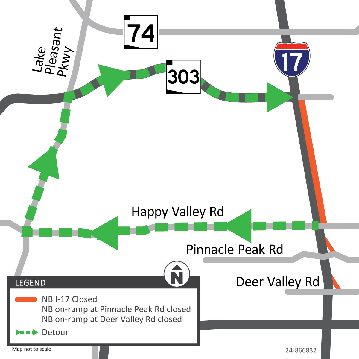 🚨Planned I-17 northbound closure this weekend🚨

Northbound I-17 will be closed between Happy Valley Road and Loop 303 from 10 p.m. Friday to 5 a.m. Monday.

MORE: azdot.gov/news/adot-aler…