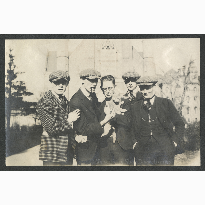A group of Notre Dame students holding a cat ouside of the Basilica of the Sacred Heart, circa 1915
#ArchivesPets #ArchivesHashtagParty