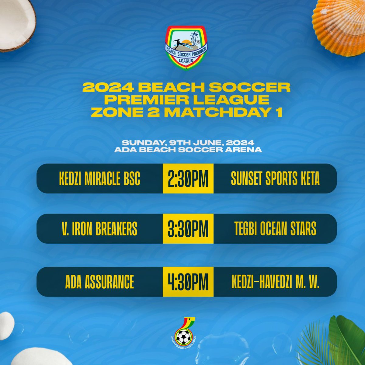 assurancebsc's tweet photo. Join us on the 9th of June at the Ada beach soccer arena for an absolutely beach soccer time. The goals, the cheers and the vibes, chale you can't miss it https://t.co/s0dBW6N3H5