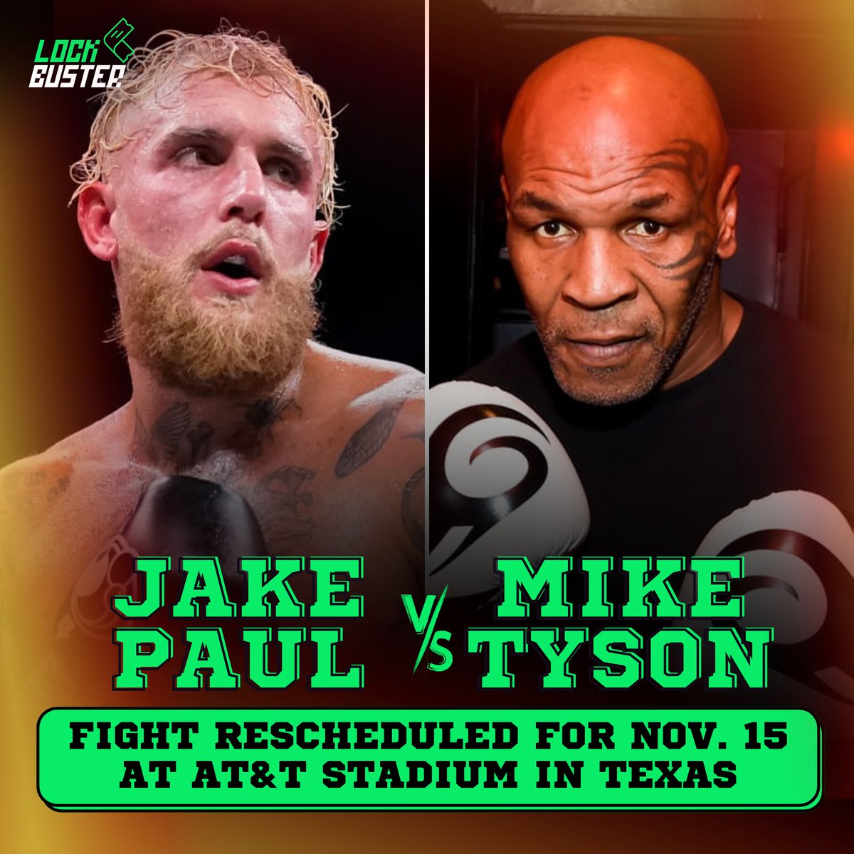 Lockbuster_'s tweet image. The Jake Paul-Mike Tyson boxing match has officially been rescheduled for Friday, November 15 🔥 🥊

via Yahoo Sports

#miketyson #jakepaul #boxing