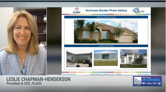 FederalAlliance's tweet photo. FLASH President and CEO @LCHenderson on @weatherchannel, highlighting #hurricane shutter options, the importance of testing, and how to choose the right ones for your home. TY @mikebettes & @DrRickKnabb for making America #HurricaneStrong this and every #HurricaneSeason. Download the checklist and learn more at https://t.co/QwdSzU9pLD or https://t.co/Ik0rQJvUyk