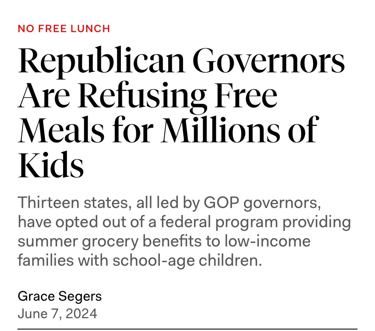 joshcowenMI's tweet photo. There are two main reasons for this.

1) the longstanding right-wing hostility to anti-poverty programs

2) voucher schools can’t/won’t compete with public school-year lunches. Summer programs strengthen community and constituency for public schools

https://t.co/2RX7TSUqSE https://t.co/WygEn8mKY8