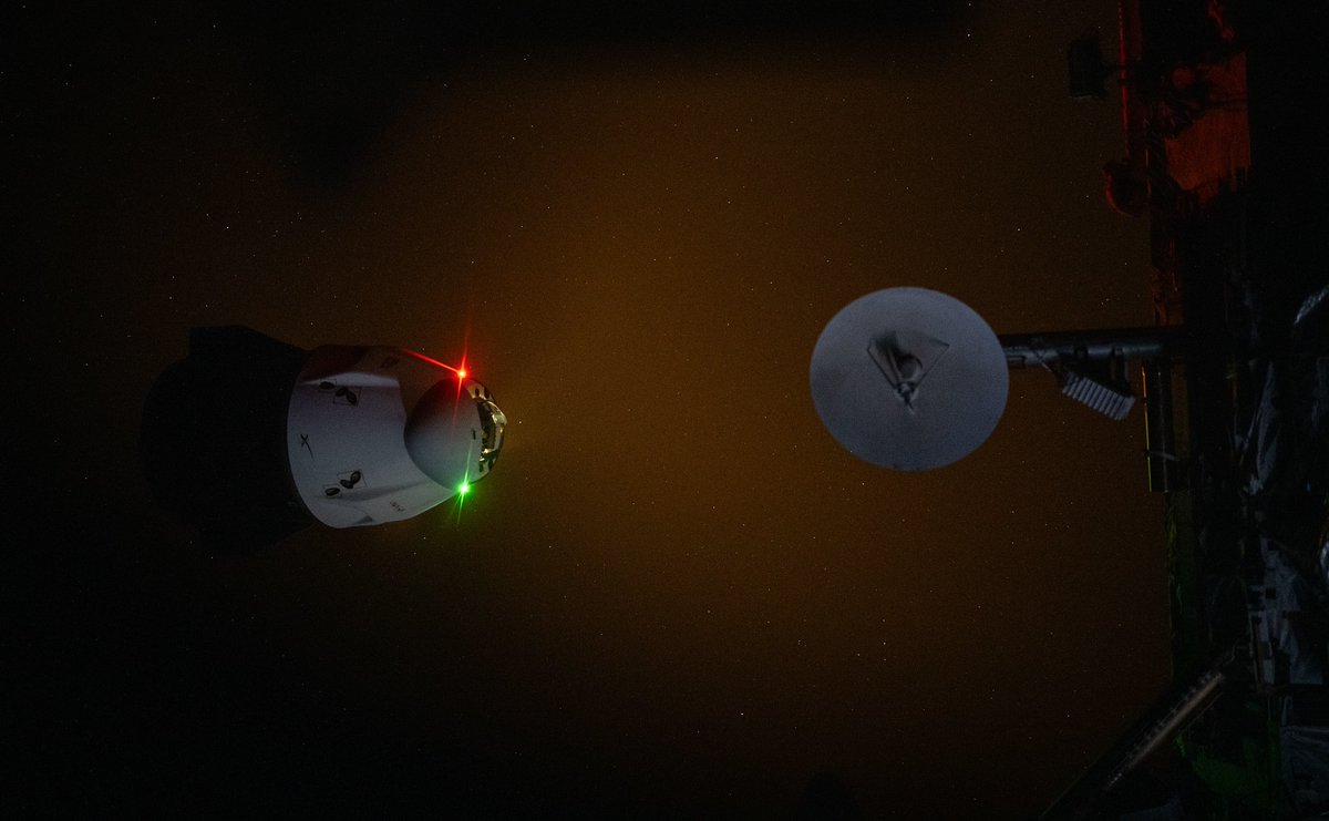 One of the more amazing spacecraft photos I've seen: 

SpaceX's Dragon "Endeavour" backing away from the International Space Station, with only the capsule's navigation lights and engine plume illuminating the darkness of space.

Credit: Cosmonaut Nikolay Chub